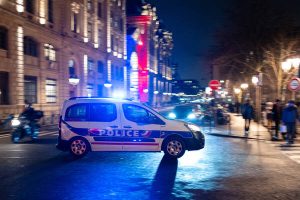 A national police vehicle in front of the Prefecture de Police in Paris, France, 15 January 2025. (Photo by Stéphane Mouchmouche / Hans Lucas / Hans Lucas via AFP)